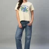Women Cottonworld Round Neck | Regular Fit^Women's 100% Cotton Regular Fit Tshirt