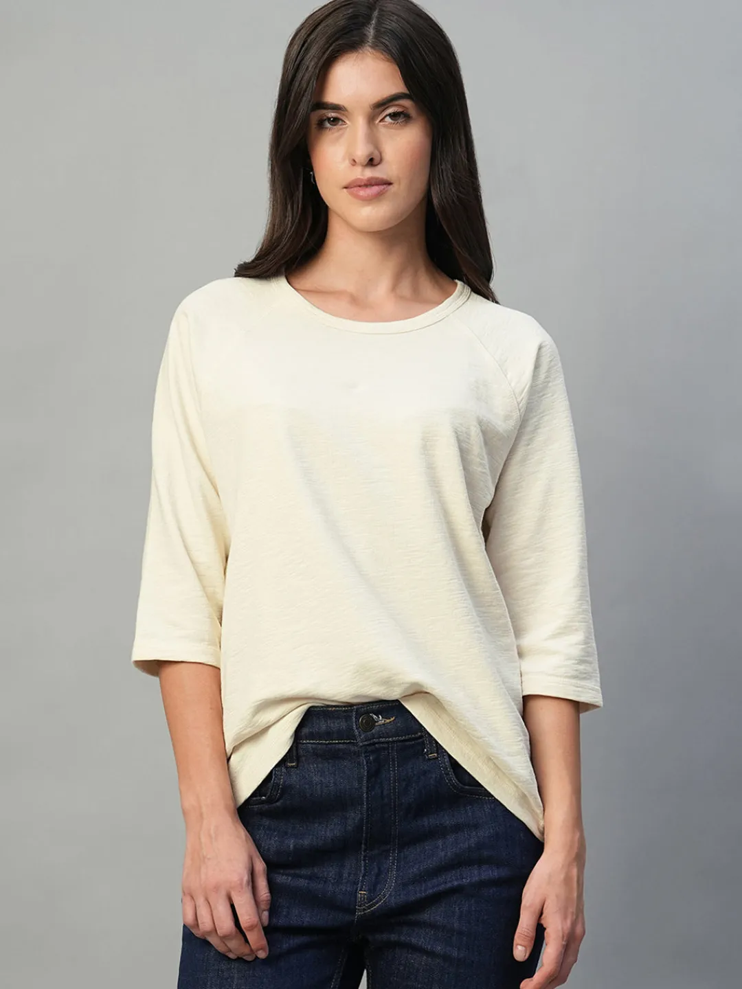 Women Cottonworld Round Neck | Regular Fit^Women's 100% Cotton Regular Fit Tshirt