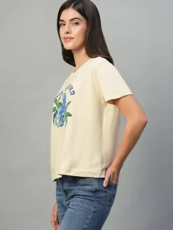 Women Cottonworld Round Neck | Regular Fit^Women's 100% Cotton Regular Fit Tshirt