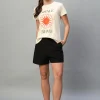 Women Cottonworld Round Neck^Women's 100% Cotton Slim Fit Tshirt