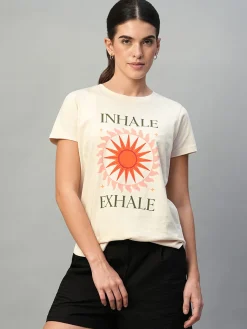 Women Cottonworld Round Neck^Women's 100% Cotton Slim Fit Tshirt