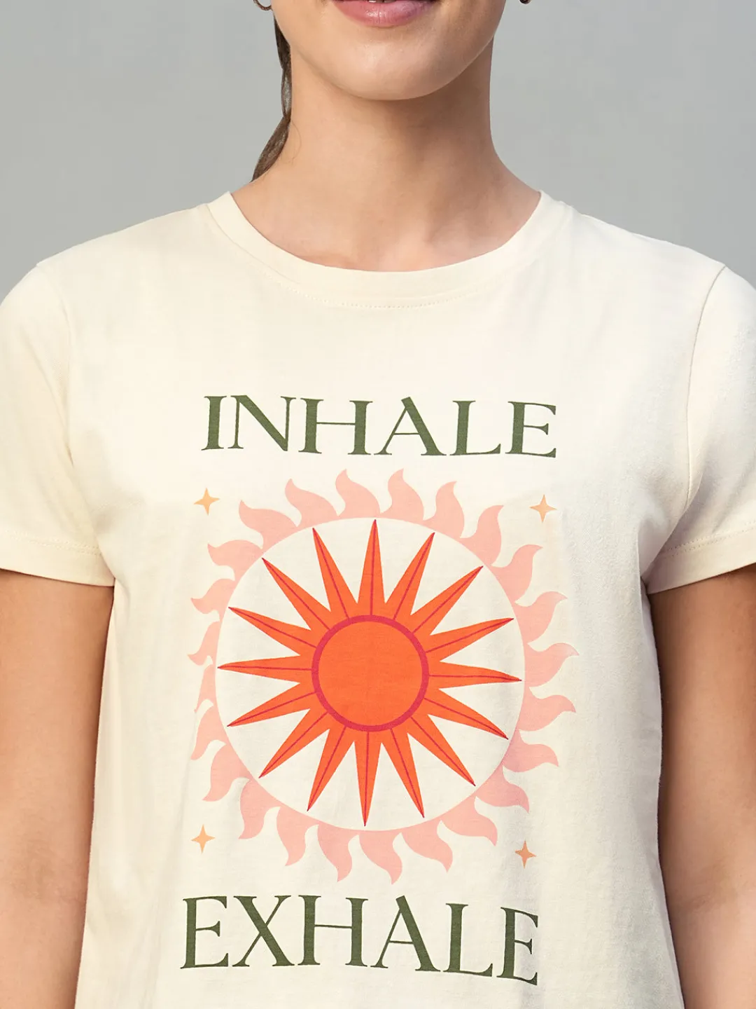 Women Cottonworld Round Neck^Women's 100% Cotton Slim Fit Tshirt