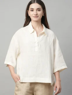 Women Cottonworld Tops & Shirts | Tops & Shirts^Women's 100% Linen Boxy Fit Blouse
