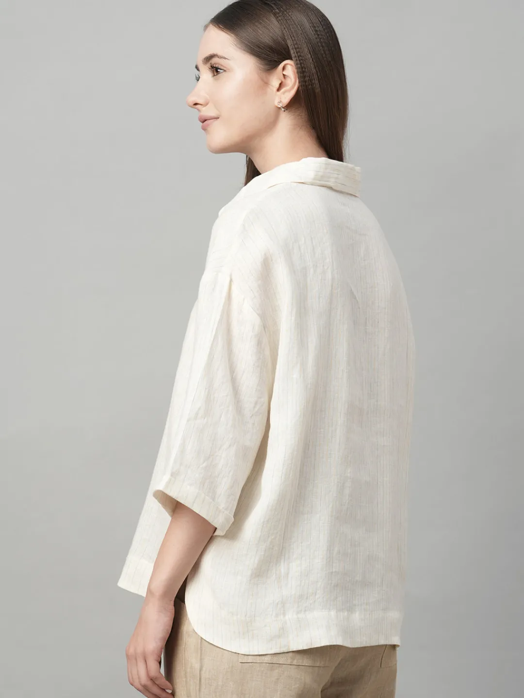 Women Cottonworld Tops & Shirts | Tops & Shirts^Women's 100% Linen Boxy Fit Blouse