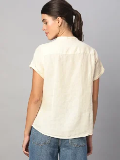 Women Cottonworld Tops & Shirts | Tops & Shirts^Women's 100% Linen Regular Fit Blouse