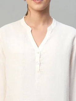 Women Cottonworld Tops & Shirts | Tops & Shirts^Women's 100% Linen Regular Fit Blouse