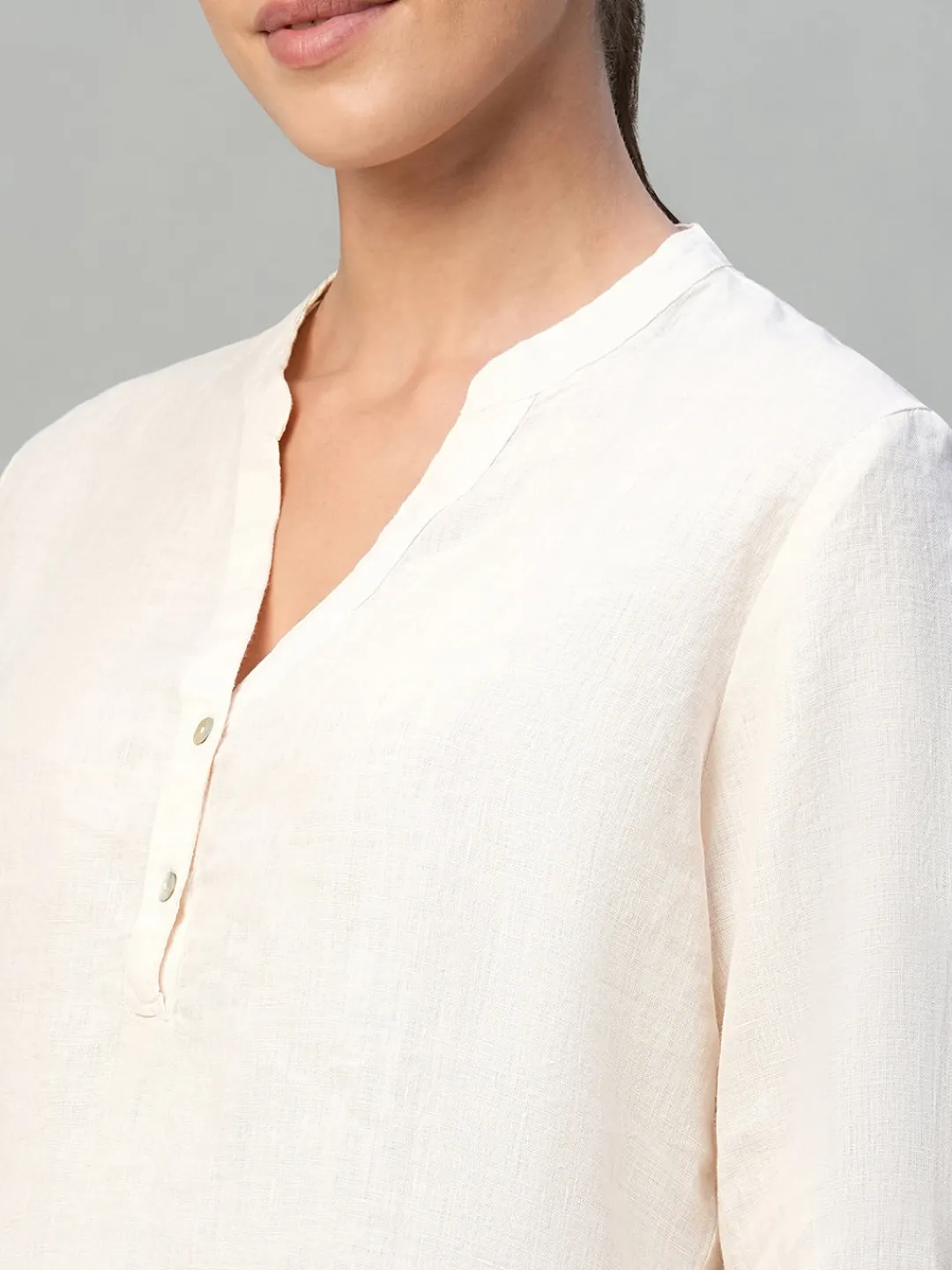 Women Cottonworld Tops & Shirts | Tops & Shirts^Women's 100% Linen Regular Fit Blouse