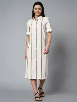 Women Cottonworld Dresses | Dresses^Women's Cotton Linen Regular Fit Dress