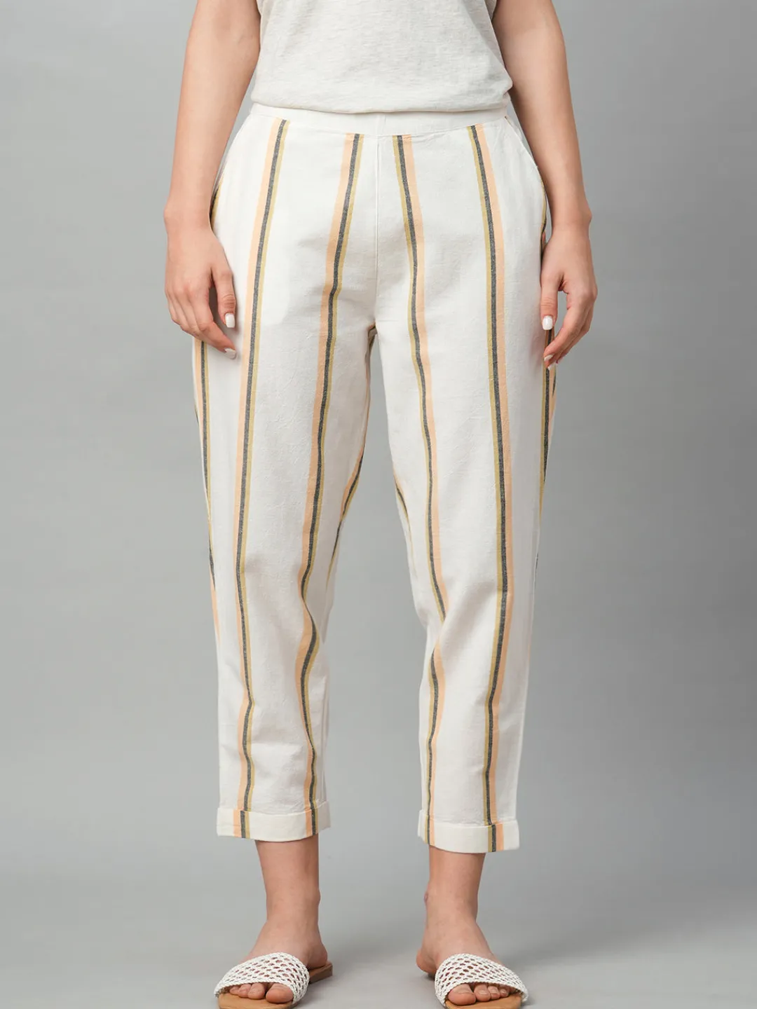 Women Cottonworld Pants | Pants^Women's Cotton Linen Regular Fit Pant