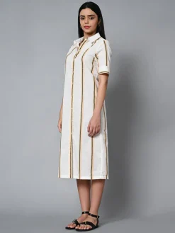 Women Cottonworld Dresses | Dresses^Women's Cotton Linen Regular Fit Dress