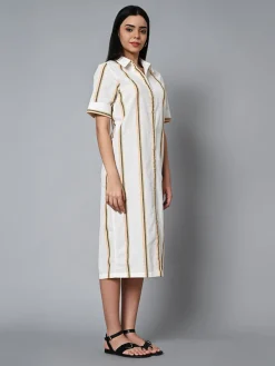 Women Cottonworld Dresses | Dresses^Women's Cotton Linen Regular Fit Dress