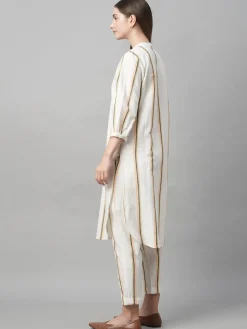 Women Cottonworld Womens Co-Ord Sets^Women's Cotton Linen Regular Fit Kurta