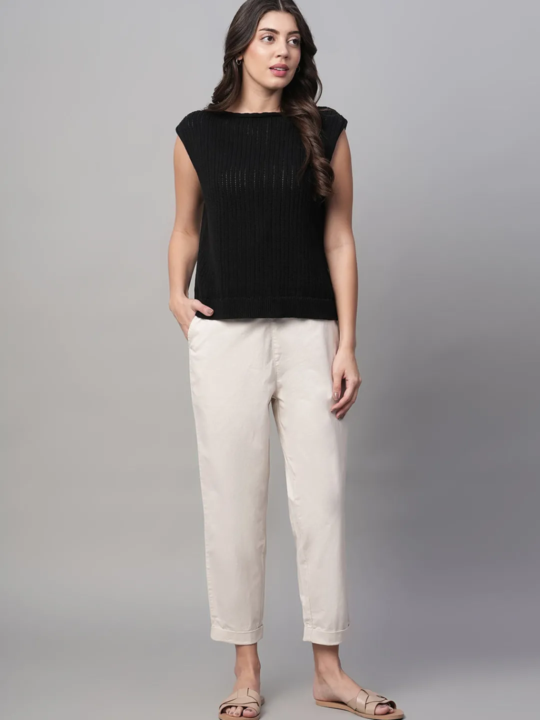 Women Cottonworld Trousers^Women's Cotton Lycra Regular Fit Pant