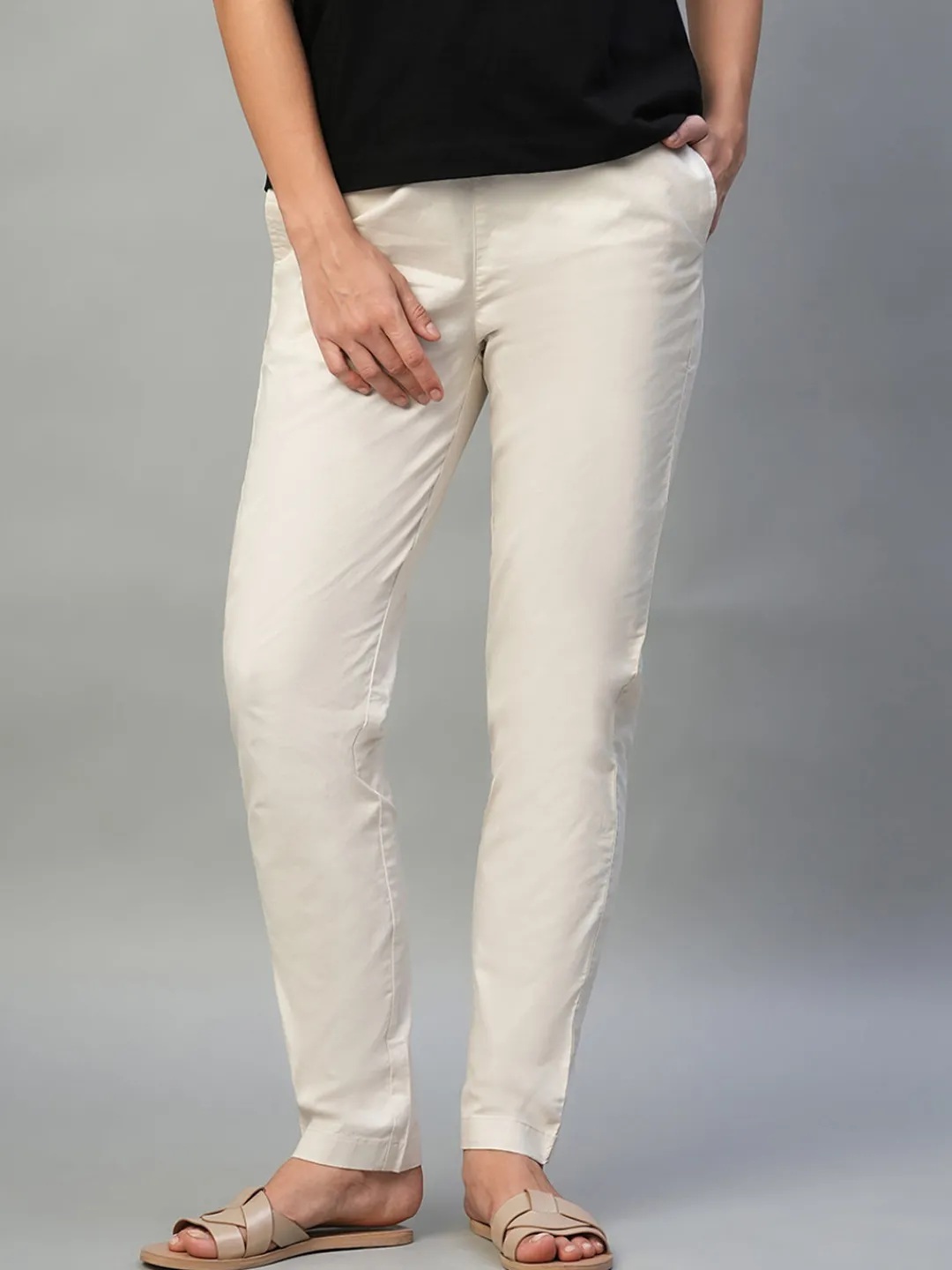 Women Cottonworld Trousers^Women's Cotton Lycra Regular Fit Pant
