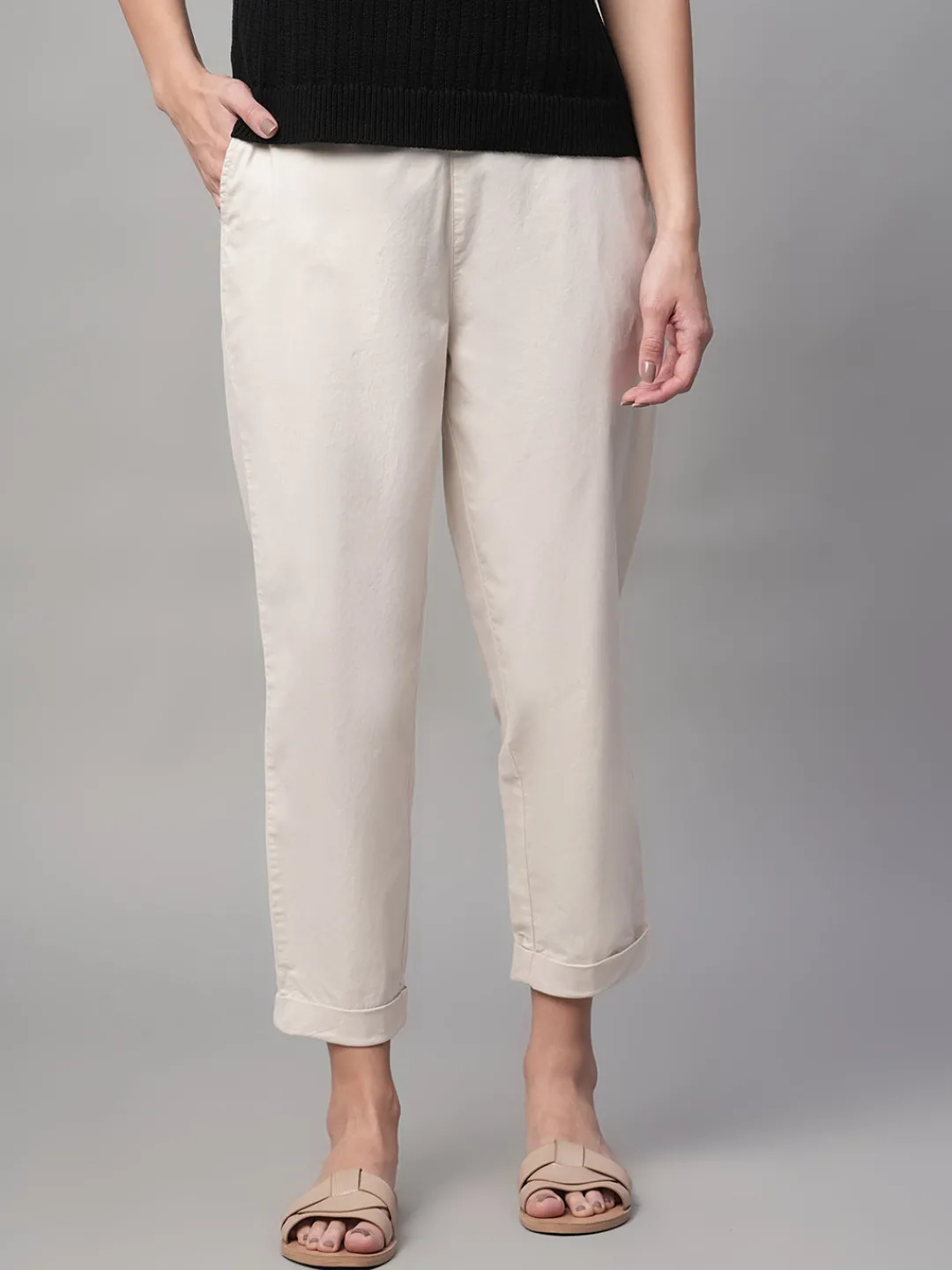 Women Cottonworld Trousers^Women's Cotton Lycra Regular Fit Pant