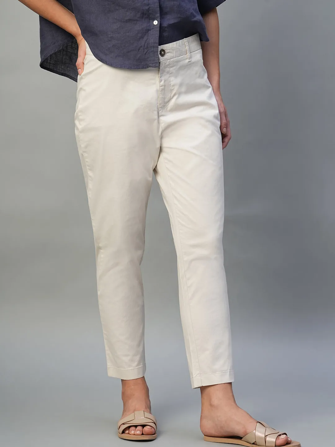 Women Cottonworld Trousers^Women's Cotton Lycra Regular Fit Pant