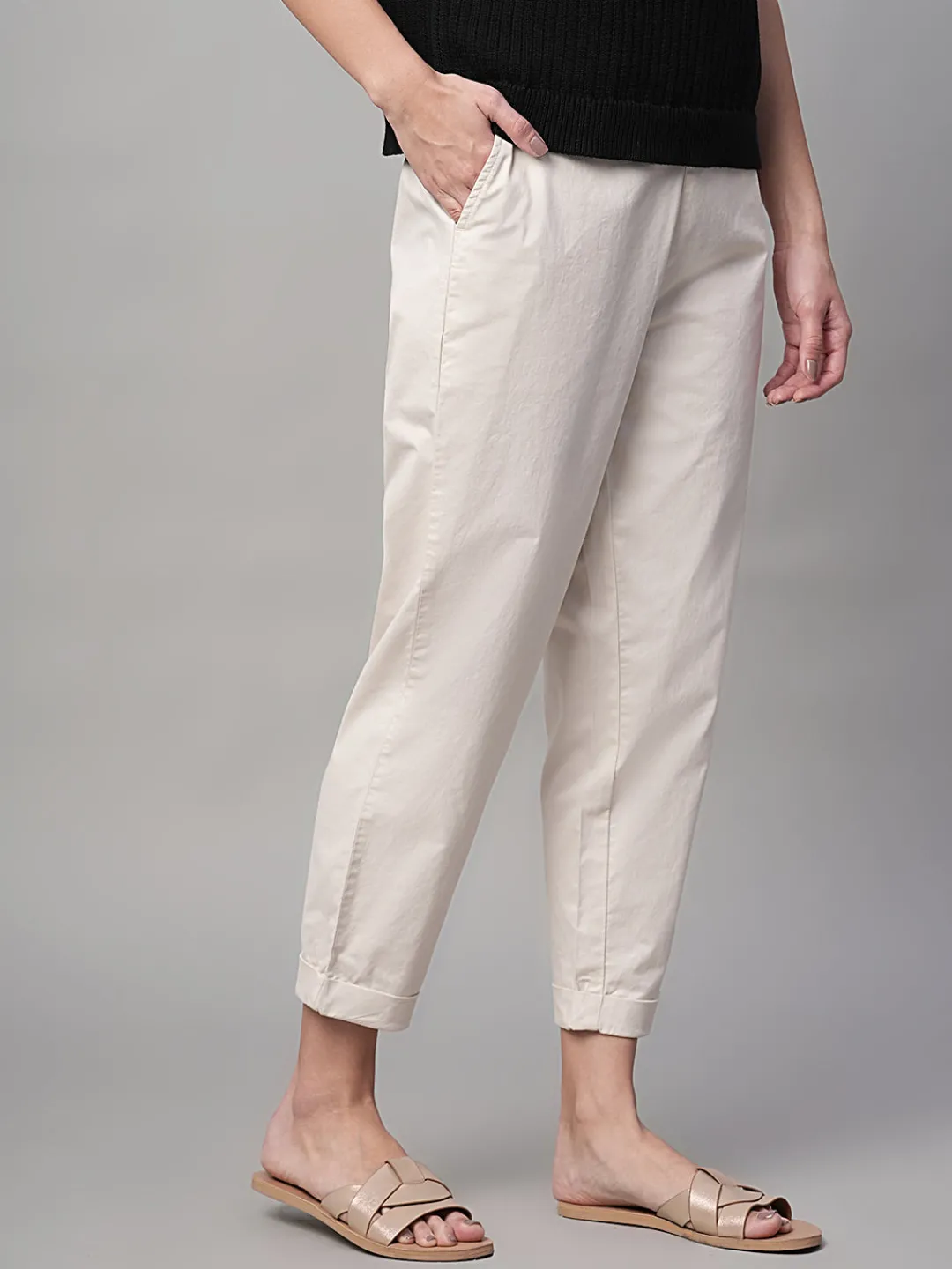 Women Cottonworld Trousers^Women's Cotton Lycra Regular Fit Pant