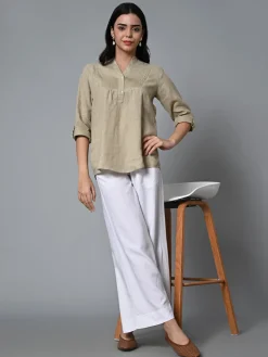 Women Cottonworld Tops & Shirts | Tops & Shirts^Women's Linen Excel Regular Fit Blouse