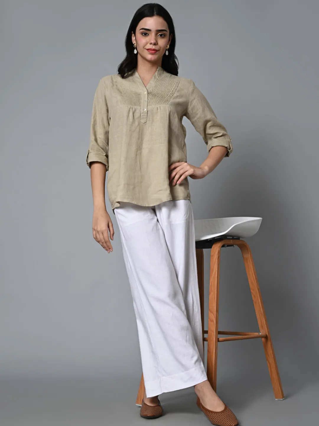 Women Cottonworld Tops & Shirts | Tops & Shirts^Women's Linen Excel Regular Fit Blouse