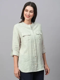 Women Cottonworld Tops & Shirts | Tops & Shirts^Women's Linen Excel Regular Fit Blouse