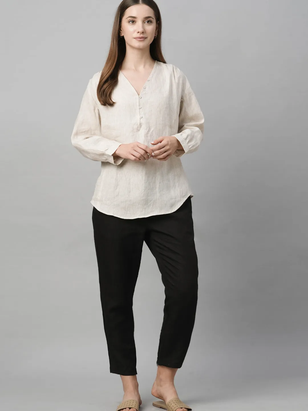 Women Cottonworld Tops & Shirts | Tops & Shirts^Women's Linen Loose Fit Blouse
