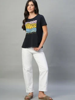 Women Cottonworld Round Neck | Regular Fit^Women's 100% Cotton Regular Fit Tshirt