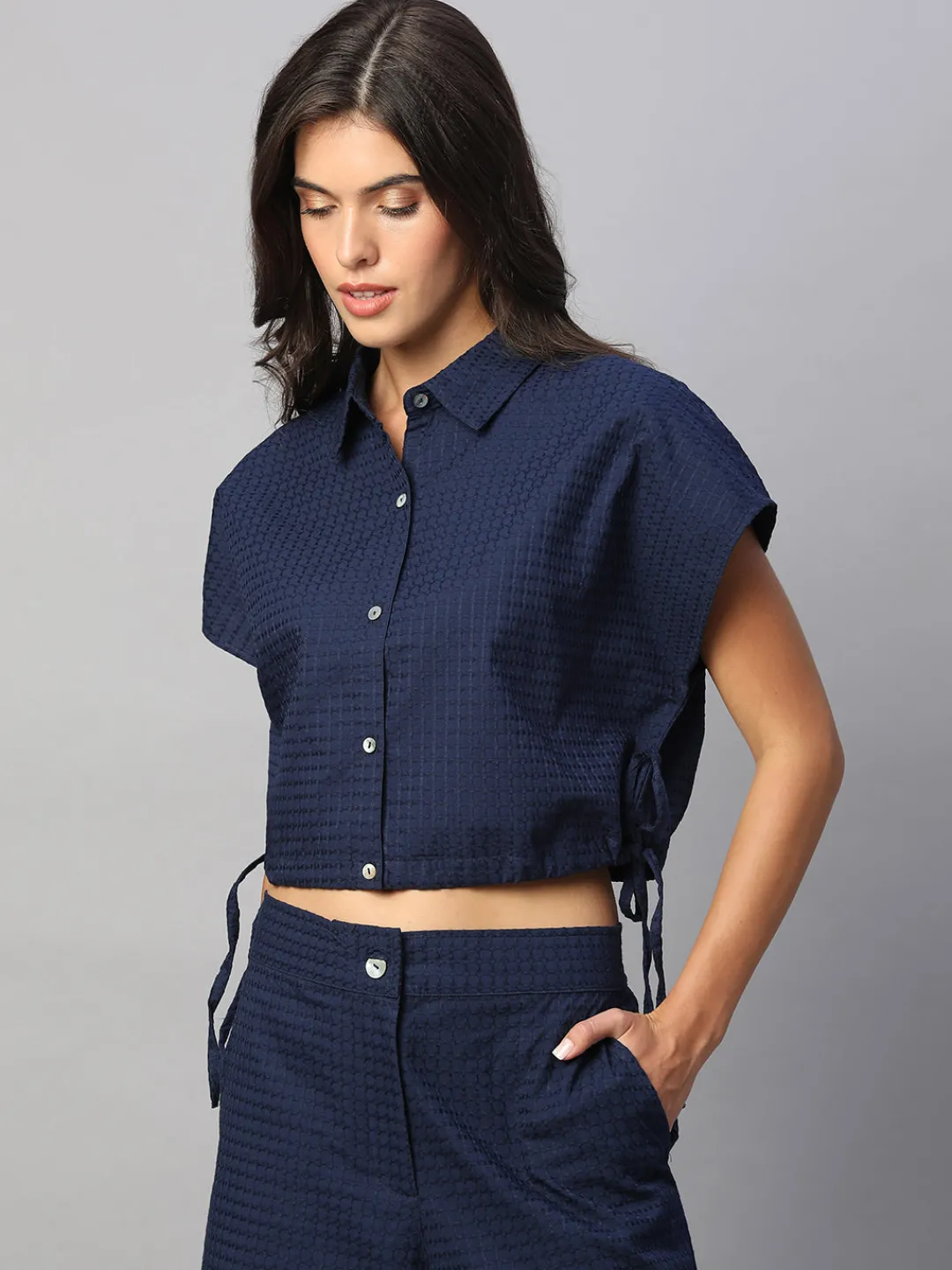 Women Cottonworld Womens Co-Ord Sets^Women's 100% Cotton Regular Fit Blouse