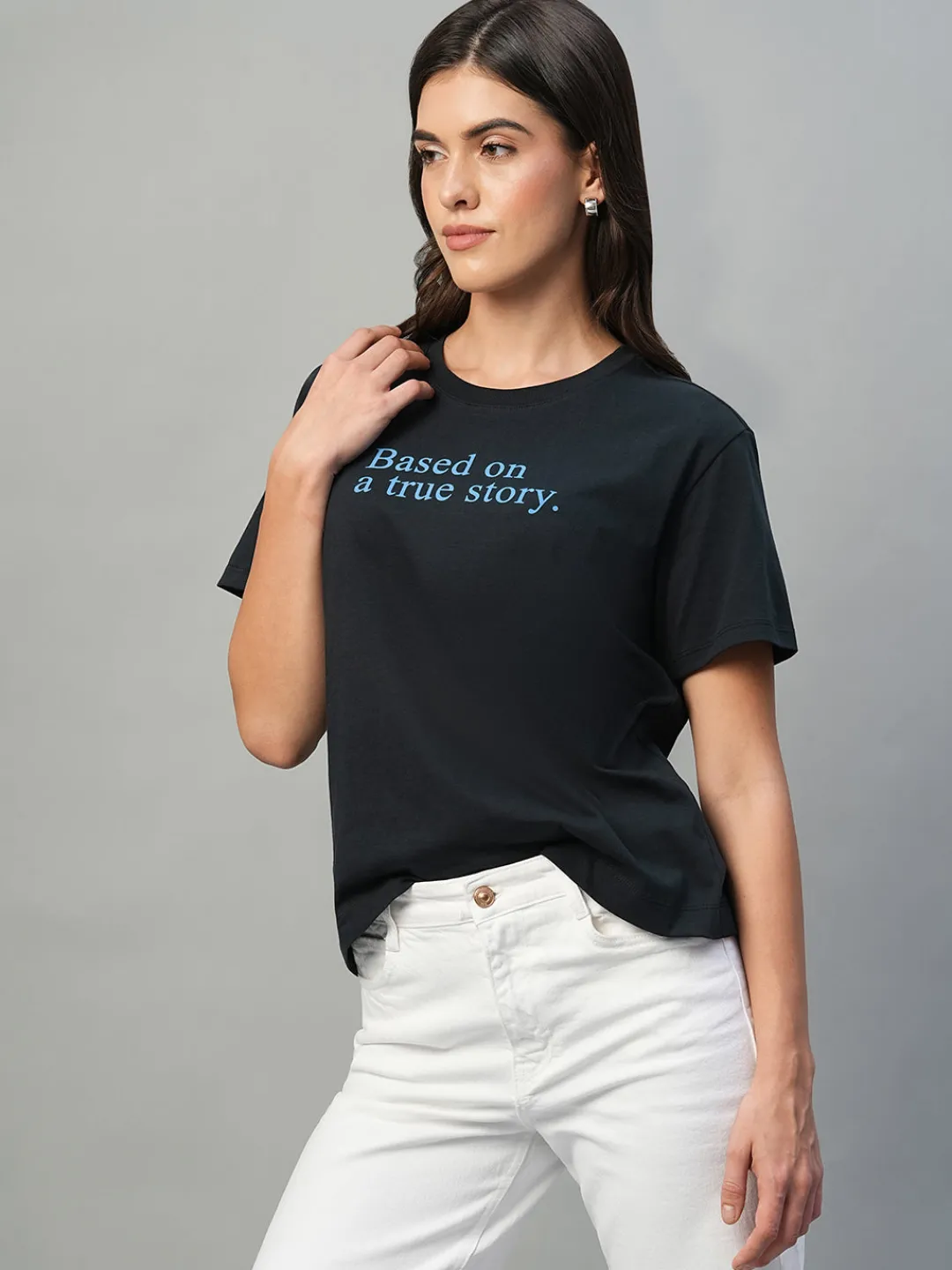 Women Cottonworld Round Neck | Regular Fit^Women's 100% Cotton Regular Fit Tshirt