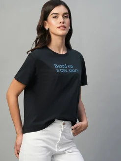 Women Cottonworld Round Neck | Regular Fit^Women's 100% Cotton Regular Fit Tshirt