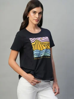 Women Cottonworld Round Neck | Regular Fit^Women's 100% Cotton Regular Fit Tshirt