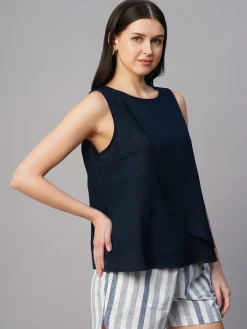 Women Cottonworld Tops & Shirts | Tops & Shirts^Women's 100% Linen Regular Fit Blouse