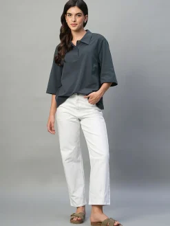 Women Cottonworld Regular Fit^Women's Cotton Elastane Regular Fit Tshirt