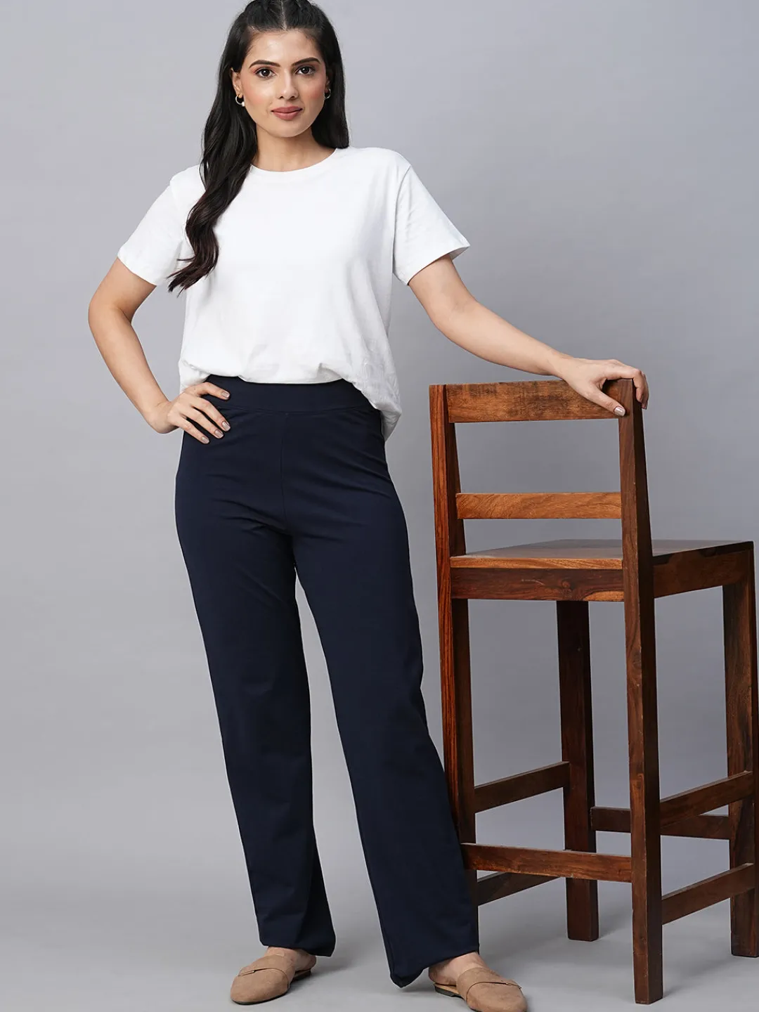 Women Cottonworld Trousers^Women's Cotton Elastane Regular Fit Pant