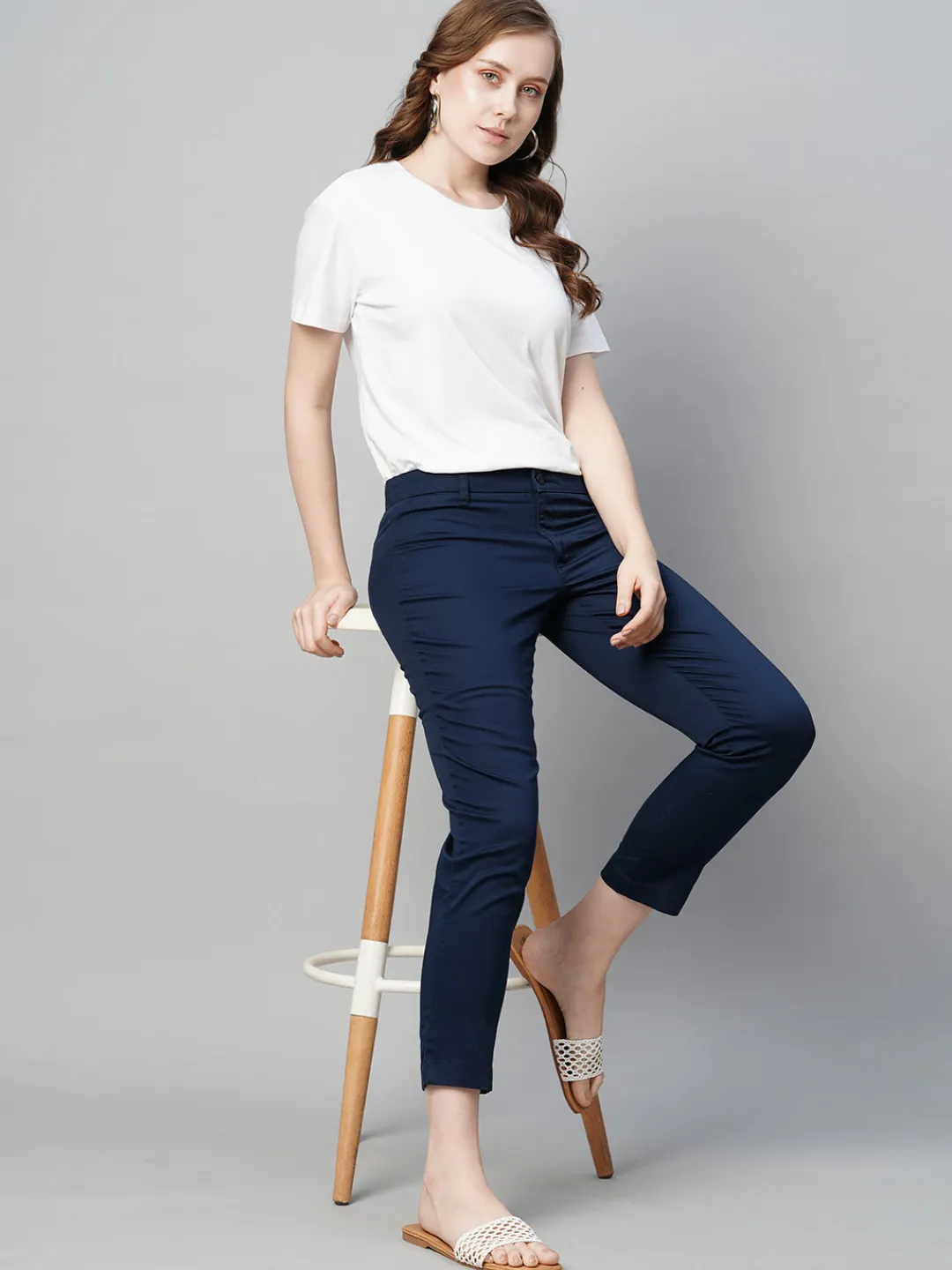 Women Cottonworld Trousers^Women's Cotton Elastane Regular Fit Pant