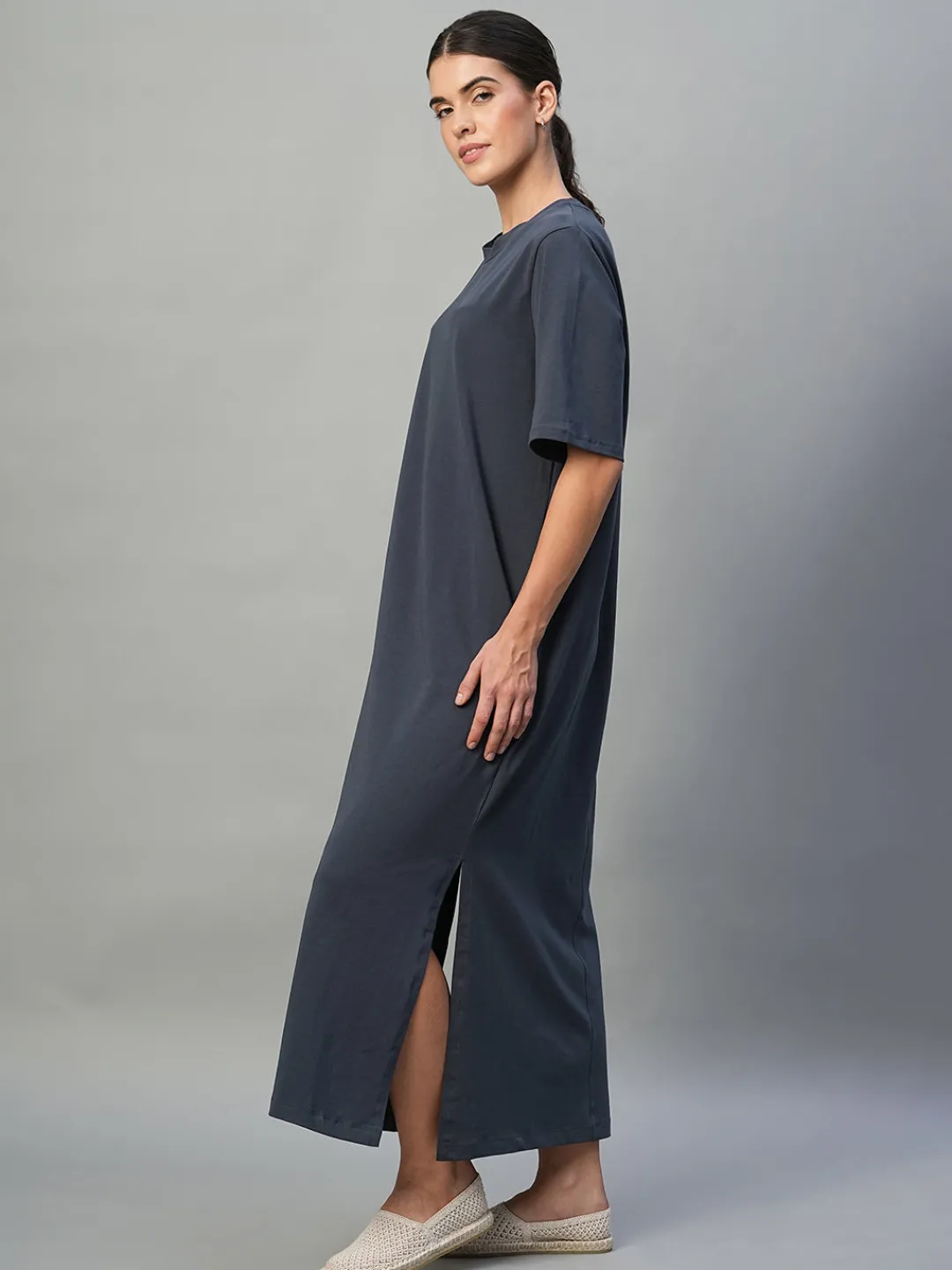 Women Cottonworld Dresses^Women's Cotton Elastane Regular Fit Knit Dress