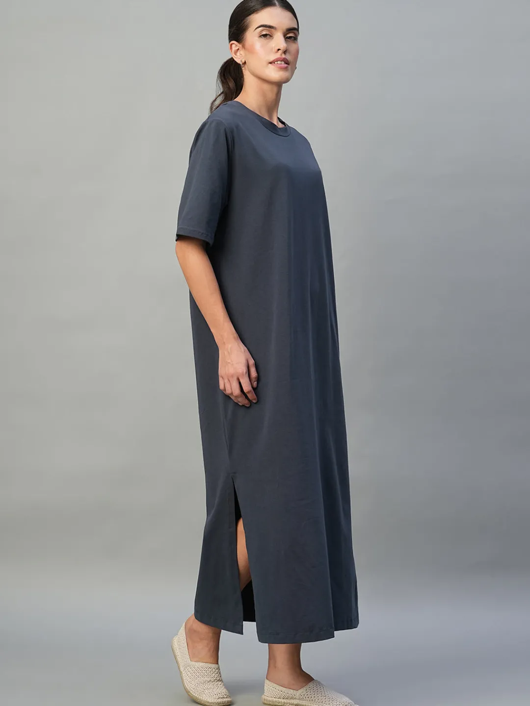 Women Cottonworld Dresses^Women's Cotton Elastane Regular Fit Knit Dress