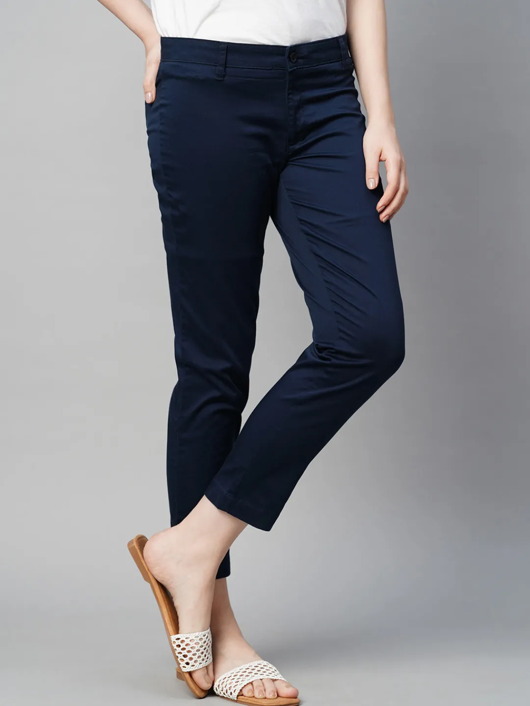 Women Cottonworld Trousers^Women's Cotton Elastane Regular Fit Pant