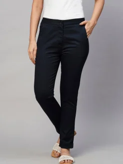 Women Cottonworld Trousers^Women's Cotton Lycra Slim Fit Pant