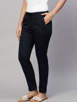 Women Cottonworld Trousers^Women's Cotton Lycra Slim Fit Pant