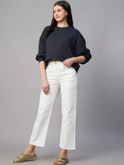 Women Cottonworld Women | Round Neck^Women's Organic Cotton Regular Fit Sweatshirt