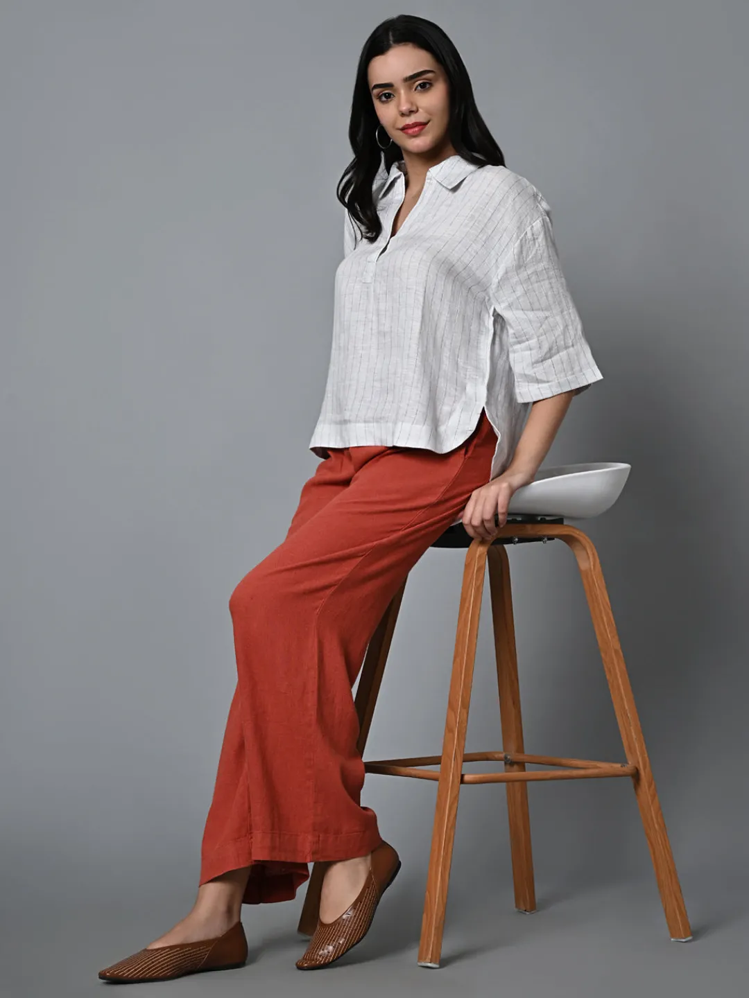 Women Cottonworld Tops & Shirts | Tops & Shirts^Women's 100% Linen Boxy Fit Blouse