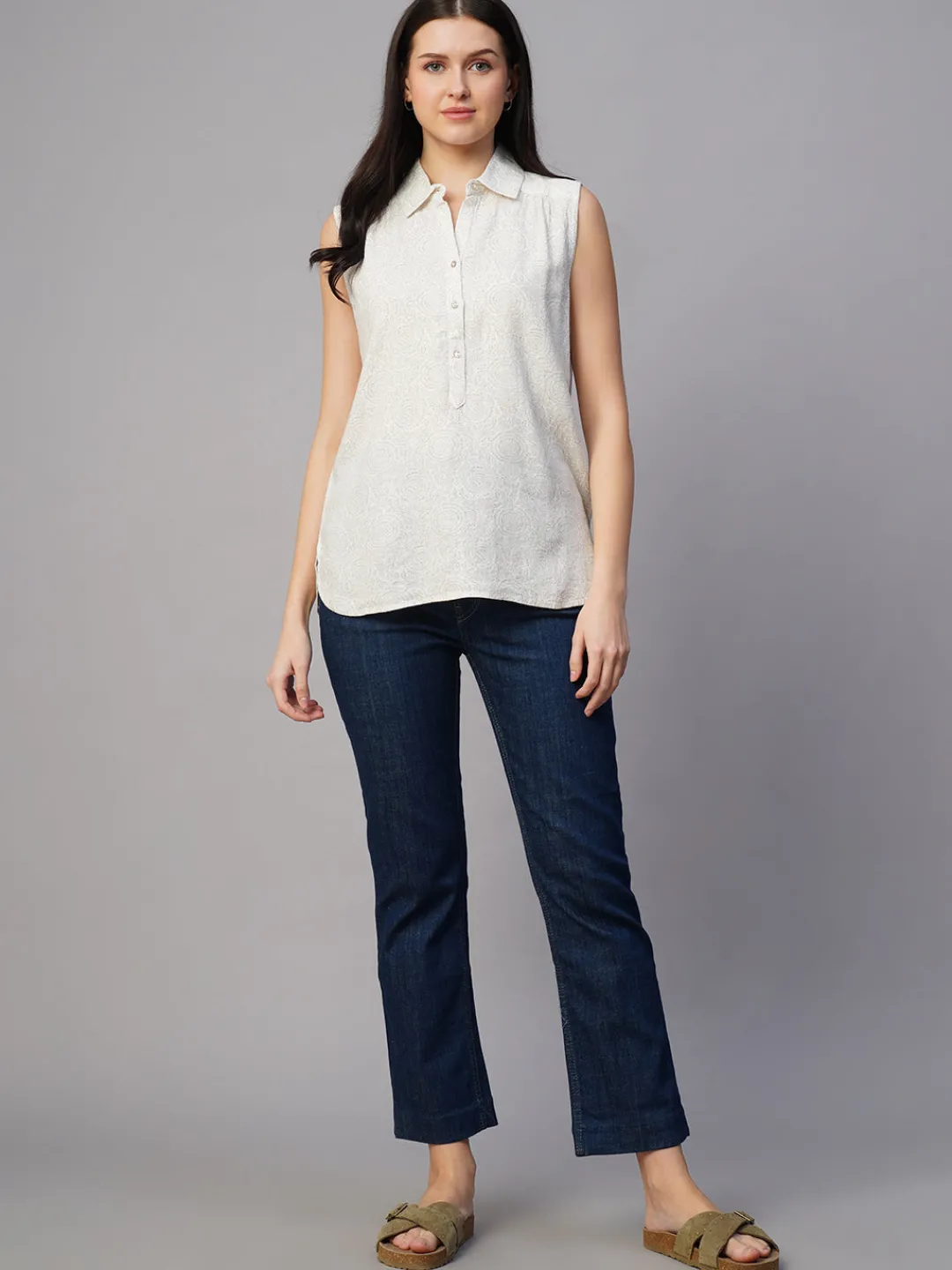 Women Cottonworld Tops & Shirts | Tops & Shirts^Women's Linen Cotton Regular Fit Blouse