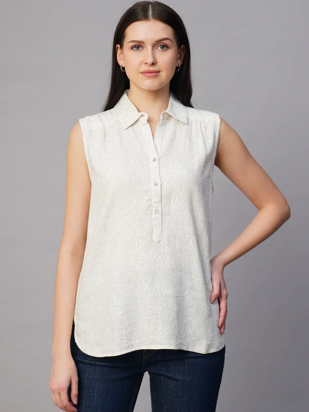 Women Cottonworld Tops & Shirts | Tops & Shirts^Women's Linen Cotton Regular Fit Blouse