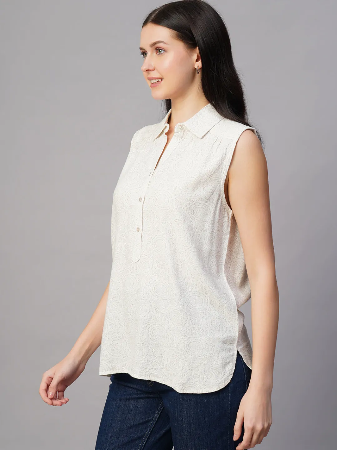 Women Cottonworld Tops & Shirts | Tops & Shirts^Women's Linen Cotton Regular Fit Blouse