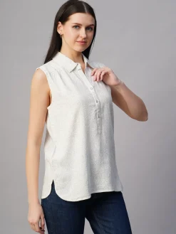 Women Cottonworld Tops & Shirts | Tops & Shirts^Women's Linen Cotton Regular Fit Blouse