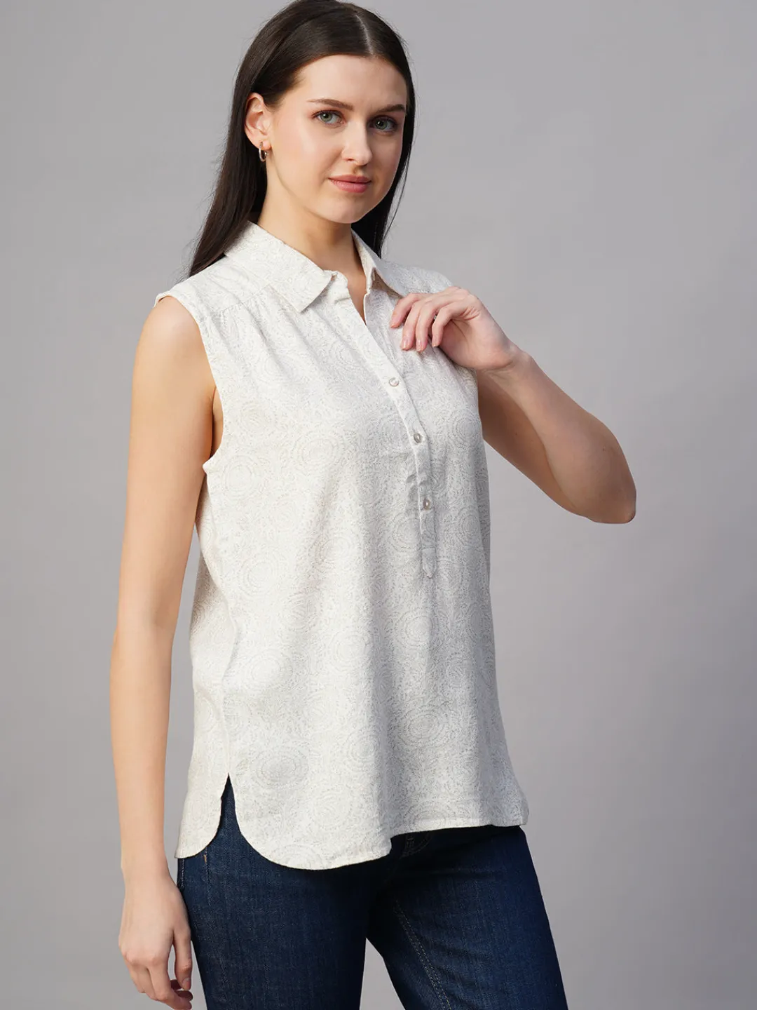 Women Cottonworld Tops & Shirts | Tops & Shirts^Women's Linen Cotton Regular Fit Blouse
