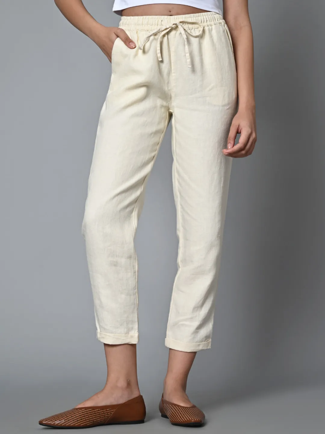 Women Cottonworld Pants | Pants^Women's Linen Regular Fit Pant