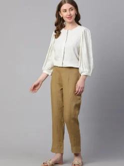 Women Cottonworld Tops & Shirts | Tops & Shirts^Women's Linen Viscose Regular Fit Blouse