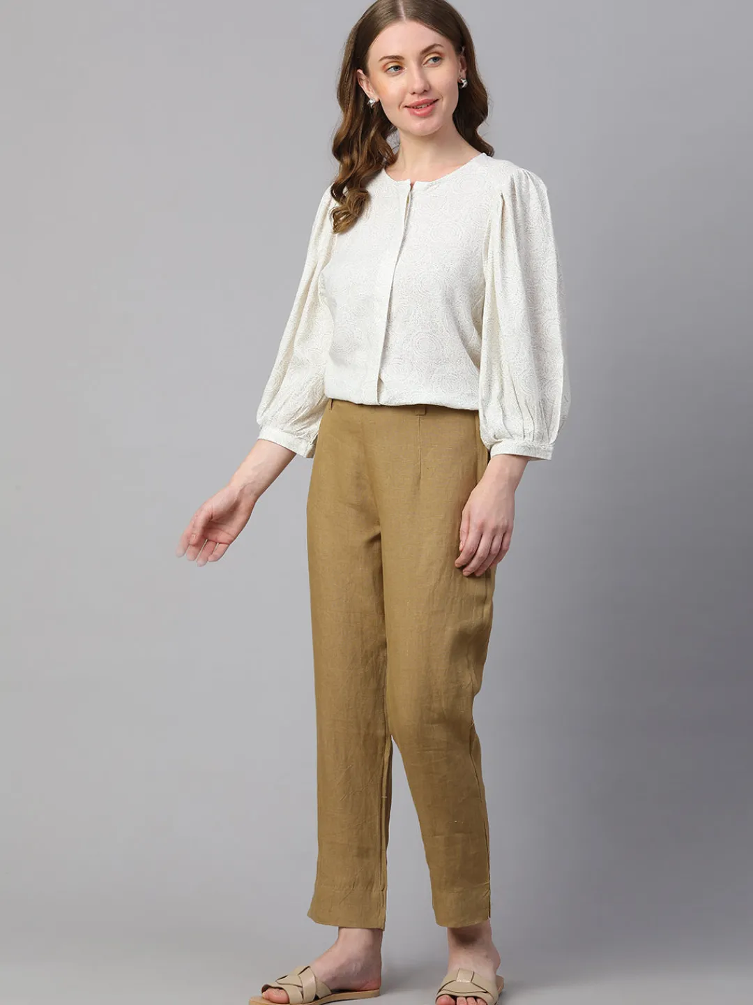 Women Cottonworld Tops & Shirts | Tops & Shirts^Women's Linen Viscose Regular Fit Blouse