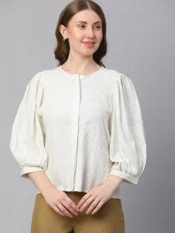 Women Cottonworld Tops & Shirts | Tops & Shirts^Women's Linen Viscose Regular Fit Blouse